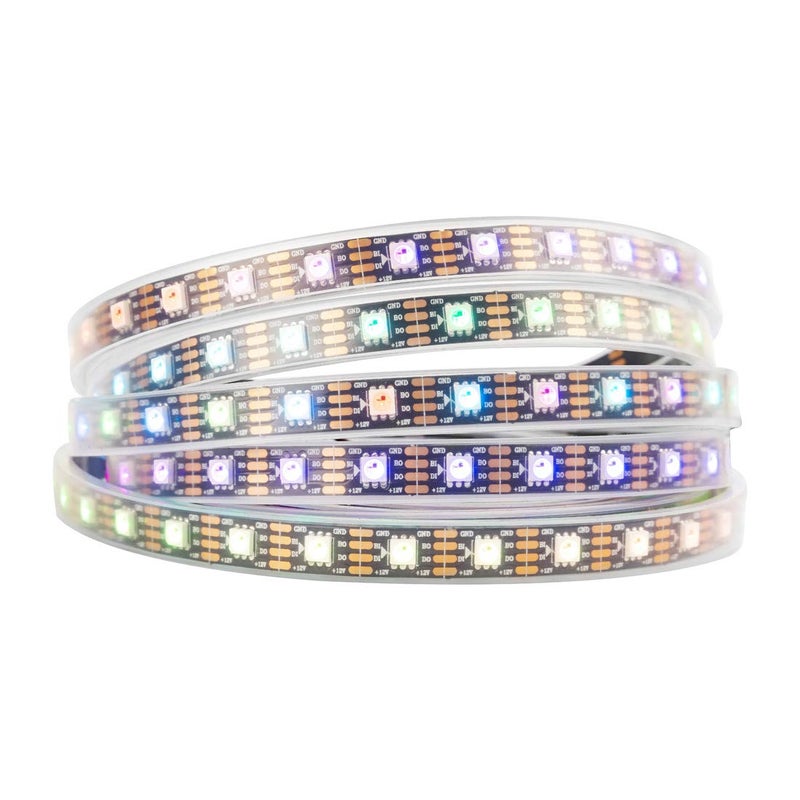 BTF-LIGHTING WS2815 (Upgraded WS2812B) 16.4ft 300 Pixels Magic Dream Color Individually Addressable RGB LED Flexible Strip Light 5050 SMD Dual Signal IP67 Tube Waterproof DC12V Black PCB - Image 1
